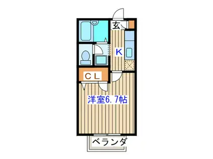 ディアス・ヤマト(1K/2階)の間取り写真