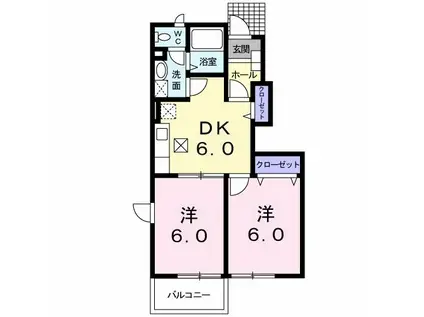 ステラキッズB(2DK/1階)の間取り写真