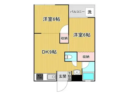 馬込コーポラス(2DK/3階)の間取り写真