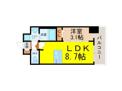 プレサンス新栄ユリシス(1LDK/11階)の間取り写真
