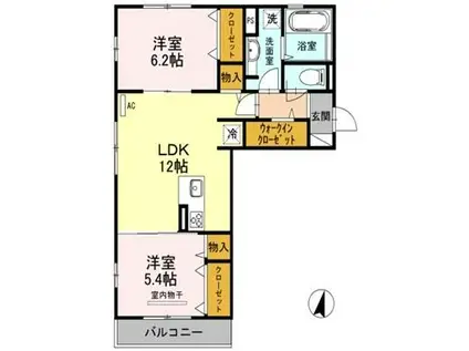 リエストⅠ(2LDK/2階)の間取り写真