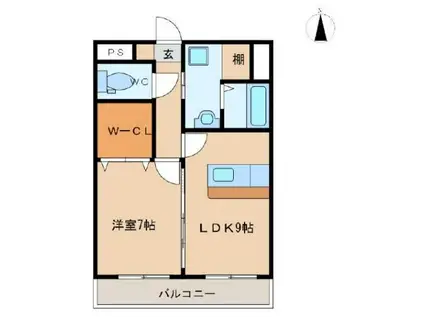 マリベール鶴島(1LDK/3階)の間取り写真