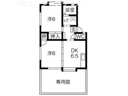 フロイデンII(2DK/1階)の間取り写真