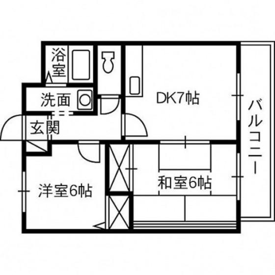 クオリティ東古松(2DK/2階)の間取り写真