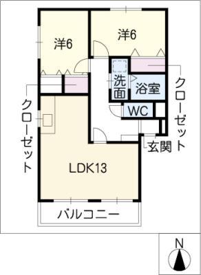 コート半田東 A棟(2LDK/2階)の間取り写真