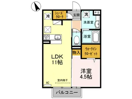 オリーヴァ東櫛原(1LDK/1階)の間取り写真