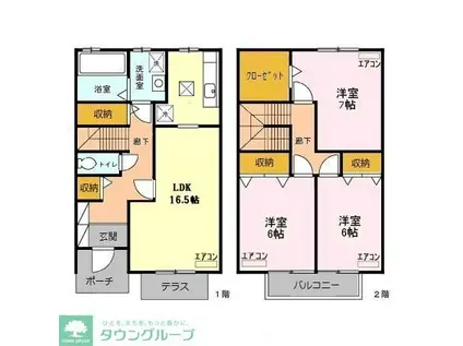 セーラム仙波 B/C(3LDK/2階)の間取り写真