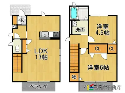 フルーリYAMATO(2LDK/1階)の間取り写真