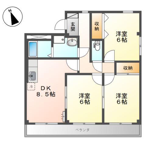 エクセレンスアイII番館(3DK/2階)の間取り写真