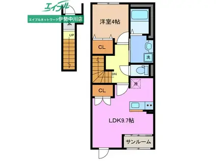 レインボーヒルズ ネクスト(1LDK/2階)の間取り写真