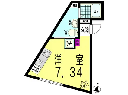 エフプレスト滝野川(ワンルーム/2階)の間取り写真