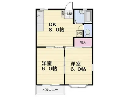 シャトル金子(2DK/2階)の間取り写真