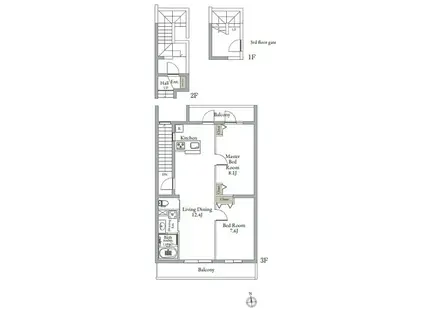 ベルメゾン中村橋サウス(2LDK/3階)の間取り写真