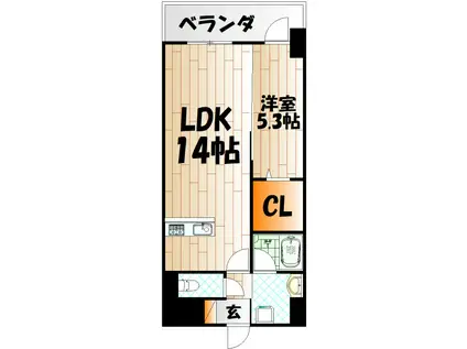 クルーズ レーヌ(1LDK/3階)の間取り写真