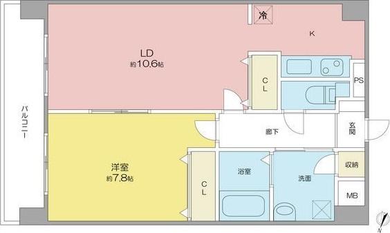 グランシャリオ覺王山(1LDK/8階)の間取り写真