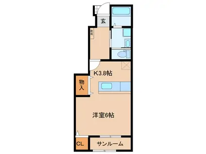 エステート宇佐(ワンルーム/1階)の間取り写真