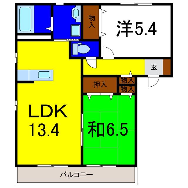 ラ・ネージュII番館(2LDK/1階)の間取り写真