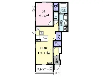 カレント・T(1LDK/1階)の間取り写真
