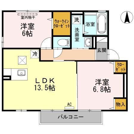 セジュールフレアB棟(2LDK/1階)の間取り写真