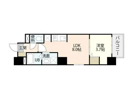 ウェンディ幟町(1LDK/10階)の間取り写真