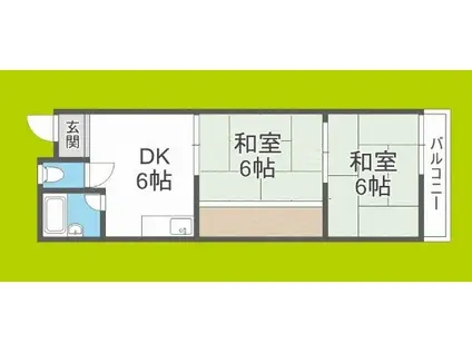 プラ・ディオ生野マンション(2DK/2階)の間取り写真