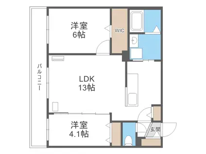 CONSOLATA東区役所前(2LDK/1階)の間取り写真