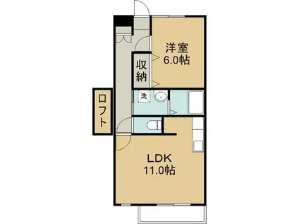 キャステール砂押II(1LDK/2階)の間取り写真