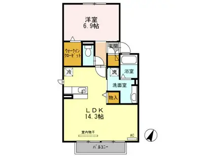 エーデルワイス苗代(1LDK/2階)の間取り写真