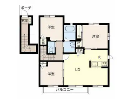 アパーゼ英賀ボヌール英賀(3LDK/2階)の間取り写真