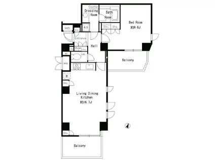 パークアクシス明治神宮前(1LDK/2階)の間取り写真