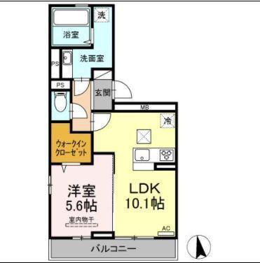 NAGISA A棟(1LDK/1階)の間取り写真