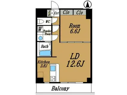 ヴェルステージ秋葉原イースト(1LDK/11階)の間取り写真