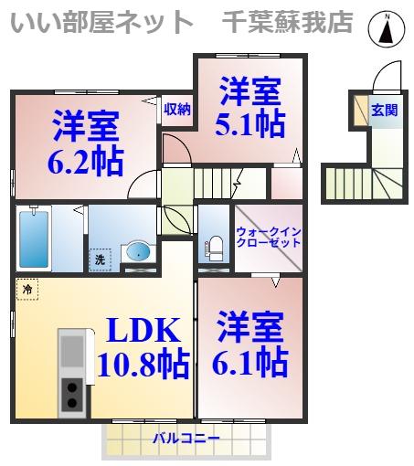 ソレイユIII(3LDK/2階)の間取り写真