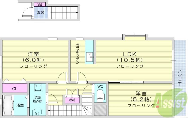 エブリーⅠ(2LDK/2階)の間取り写真