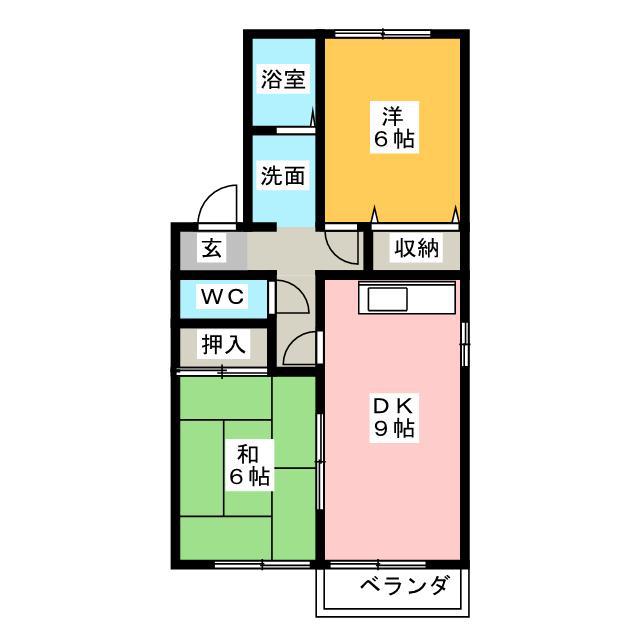 グリーンムクヘル(2DK/2階)の間取り写真
