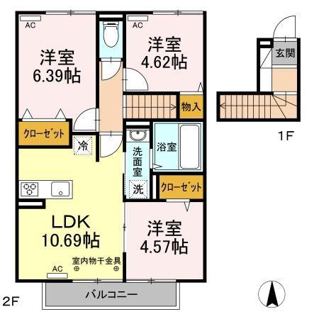 PADRE・RIZ・BLANC(3LDK/2階)の間取り写真