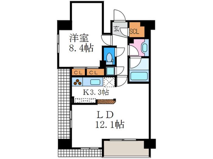 レジディア洛北(1LDK/5階)の間取り写真