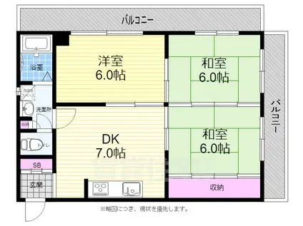 久都内マンション(3DK/2階)の間取り写真