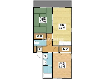 セジュールマリモII(2DK/2階)の間取り写真