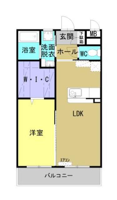 都城市南横市町YMマンション(1LDK/1階)の間取り写真