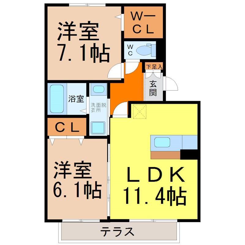 キャピタル大幸(2LDK/1階)の間取り写真