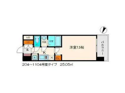 リッツ桜宮パークフロント(1K/5階)の間取り写真