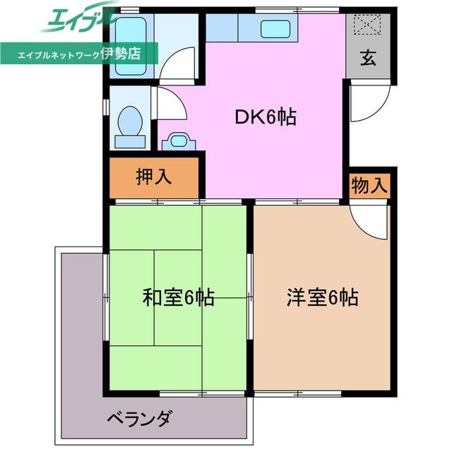 メゾンヒロ(2DK/2階)の間取り写真