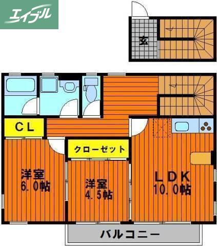 フェリーチェ中仙道(2LDK/2階)の間取り写真