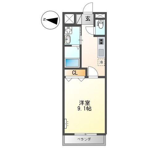 CRECIA M(1K/2階)の間取り写真