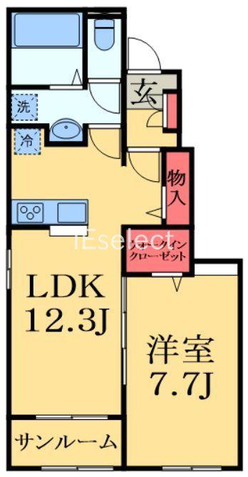 レディーバード II(1LDK/1階)の間取り写真