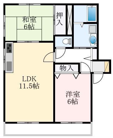 エトワール北野田(2LDK/2階)の間取り写真