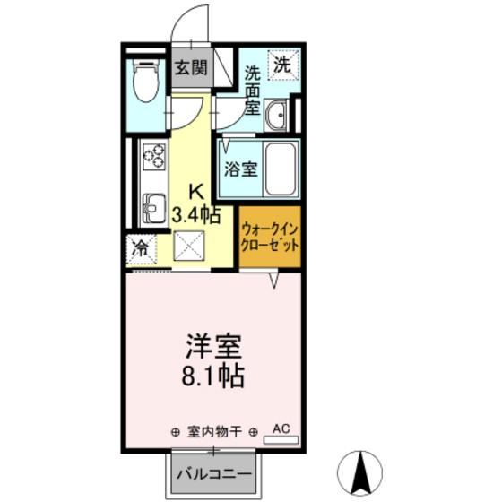 D-ROOM富田A棟(1K/1階)の間取り写真