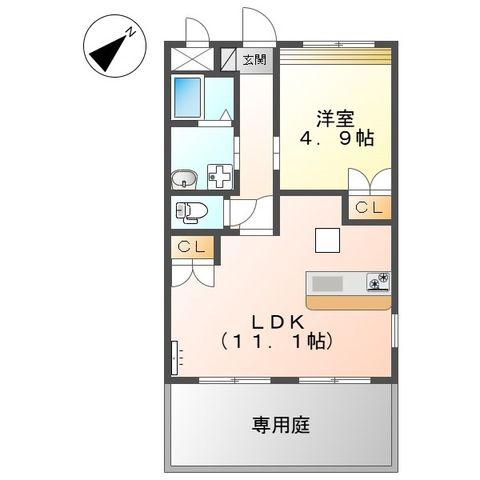 ベンベル21(1LDK/1階)の間取り写真