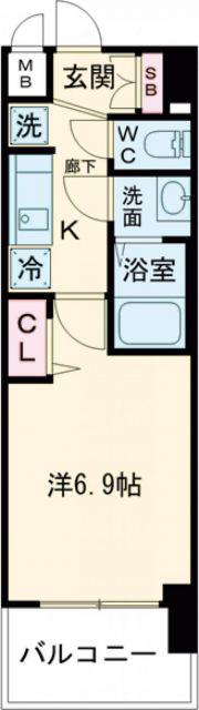 プレサンスTHEKYOTO 華苑(1K/1階)の間取り写真